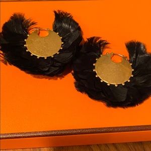 Kate Spade black feather earrings